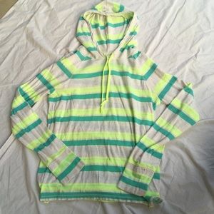 American Eagle Hooded long sleeve neon tee